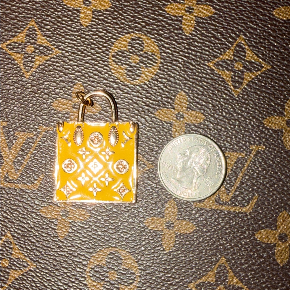 Beautiful yellow and gold Upcycled Louis Vuitton charm or pendant - Picture 2 of 6